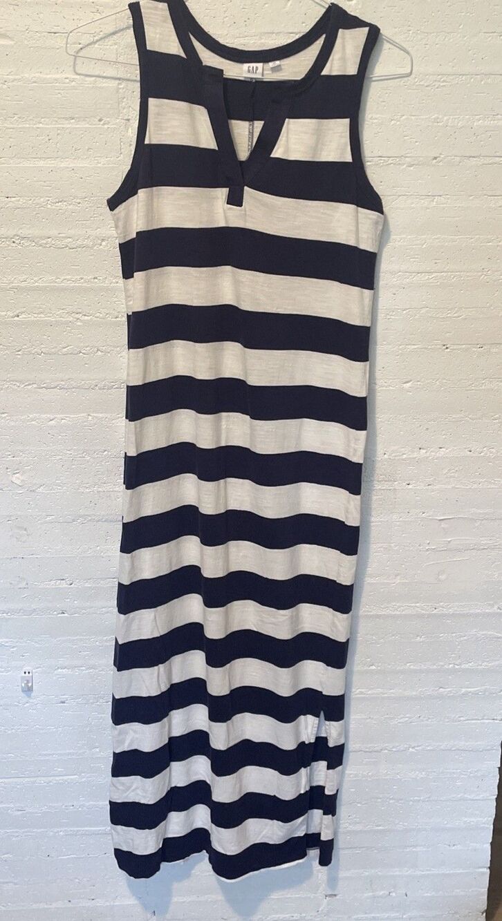 Gap Sleeveless Striped Maxi Dress, XS Nautical Coastal Sporty Americana - Picture 4 of 8
